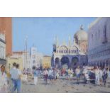 Bob Richardson (1938-), "Piazzetta San Marco with the Basilica, Venezia", signed, pastel, 25 x