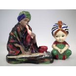 Royal Doulton Boy in Turban HN. 587, also the Snake Charmer HN.1317, the snake charmer measures 11cm