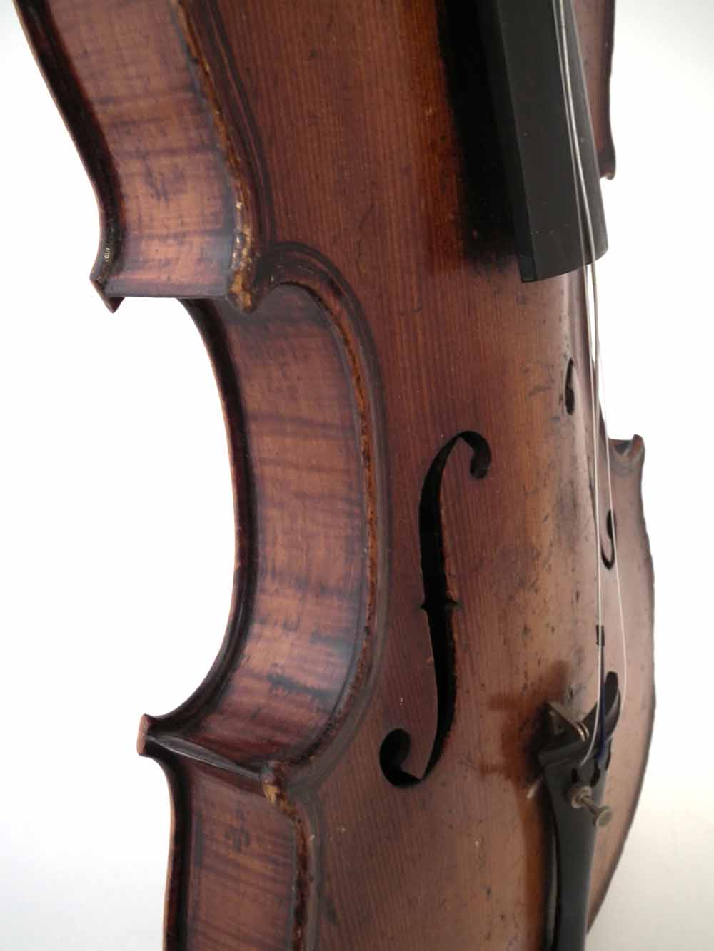 Violin in the style of Gaspar da Salo, with one piece tightly flamed back, double line purfling, - Image 6 of 17