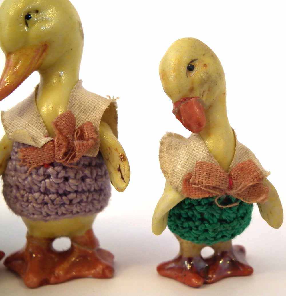 Hertwig four piece bisque Duck doll family, with porcelain jointed legs and wings, the tallest - Image 3 of 11