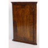 Figured walnut hanging corner cupboard , width 68cm