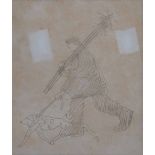 Harold Riley (1934-), Chimney sweep with dog, pencil drawing, 18.5 x 16cm.; 7.25 x 6.25in.