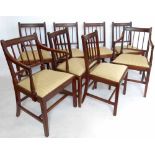 Set of eight mahogany dining chairs including two carvers, with rail backs and drop in seats,