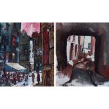 William Turner F.R.S.A., R.Cam.A. (1920-2013), "Rue St. Augustine" and "Paysage in Lyon", signed and