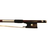 Violin bow probably German, with circular stick, 74cm overall length