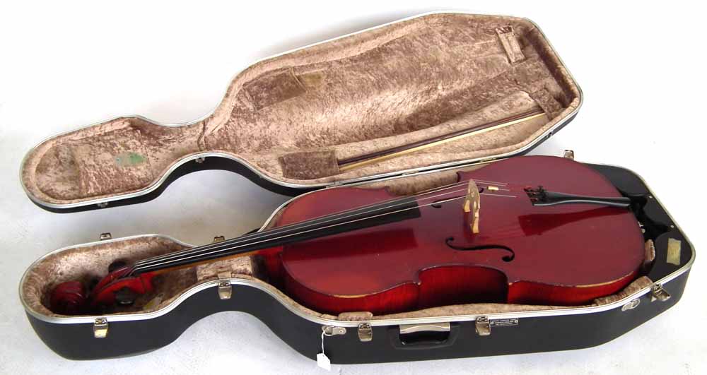 J.T.L. Cello, with two piece back, red brown varnish together with unmarked bow and Hiscox hard - Image 21 of 23