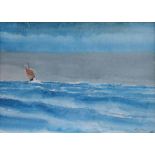 Harold Riley (1934-), Seascape with sailing boat, signed, watercolour, 13.5 x 18.5cm.; 5.25 x 7.