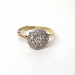 18ct gold diamond cluster ring. Condition report: see terms and conditions