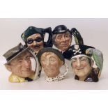 Five Royal Doulton large character jugs: Walrus and Carpenter, Dick Turpin, Jimmy Durante, Long John