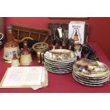 Twelve Royal Doulton limited edition plates Beswick horse and various other Bells Whisky flasks.