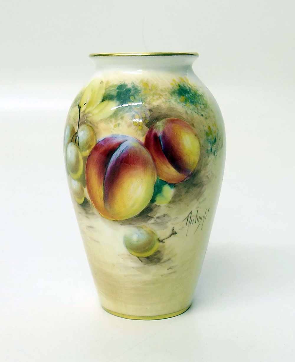 Royal Worcester vase painted with fruit, signed Roberts. Condition report: see terms and conditions