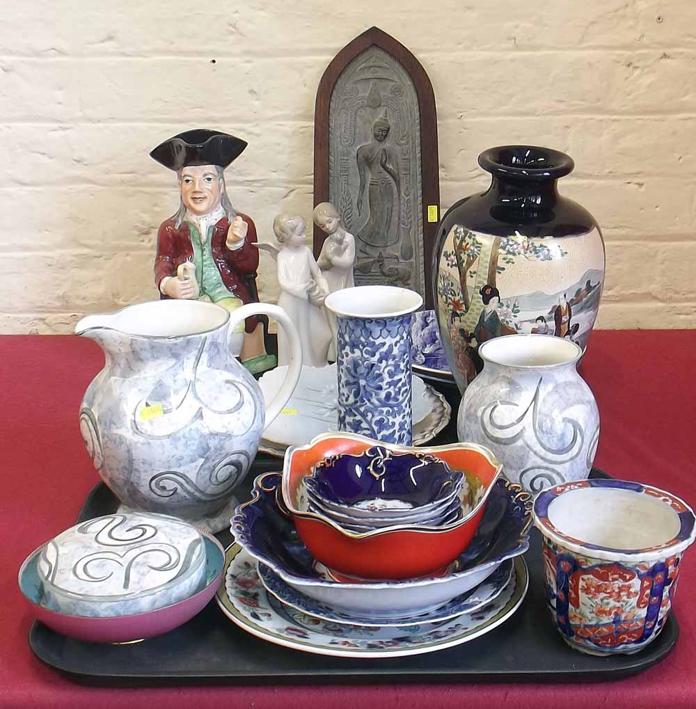 Poole pottery Da Vinci ware, Toby jug and satsuma vase etc. Condition report: see terms and