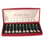 Limited edition set of twelve silver gilt "Queens's Beasts" spoons number 1477 / 2000