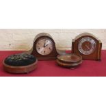 Two mantel clocks, football and jardinier base. Condition report: see terms and conditions