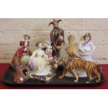 Royal Doulton Jester, Top O' The Hill Coalport Childhood Days and The Proposal, also a Beswick