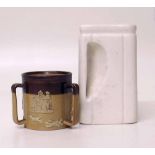 Royal Doulton stoneware small tyg also a Cunard steam ship Co. cube jug by Sadler. Condition report: