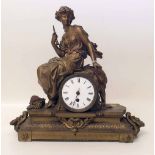 Victorian gilt mantel clock. Condition report: see terms and conditions
