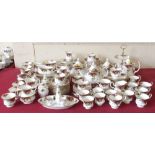 Large Royal Albert Old Country Roses dinner and tea/coffee service including three teapots, one