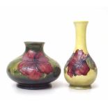 Two Moorcroft Hibiscus vases. Condition report: see terms and conditions