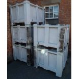 Five CT/R Grey plastic solid pallet bins or storage crate or box with covers, Exterior dimensions