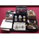 Collection of coins mainly British including commemorative sets and individual coins, bank notes and