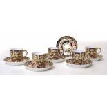 Royal Crown Derby five coffee cans and six saucers. Condition report: see terms and conditions