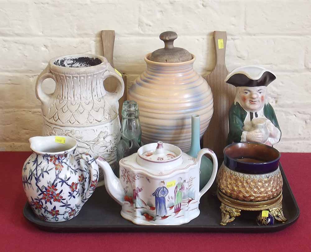 Newhall pattern .424 tea pot, Carlton ware vase, Royal Doulton vase and other ceramics. Condition