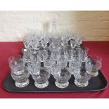 Six cut glass whiskey glasses and various other glass. Condition report: see terms and conditions