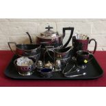 EPNS three piece tea set etc. nine silver tea spoons etc. Condition report: see terms and