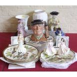 Quantity of assorted ceramics to include Royal Doulton 'Tuppence a Bag' figure, Coalport lady