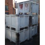 Five CT/R Grey plastic solid pallet bins or storage crate or box with covers, Exterior dimensions