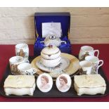 Collection of commemorative ware and a Royal Doulton coaching plate. Condition report: see terms and