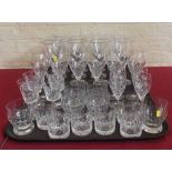 Collection of cut glass and plain glass sets. Condition report: see terms and conditions