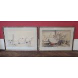 Pair of framed duckyard scenes depicting 'The Mongale' at Quayside, Antwerp. Condition report: see