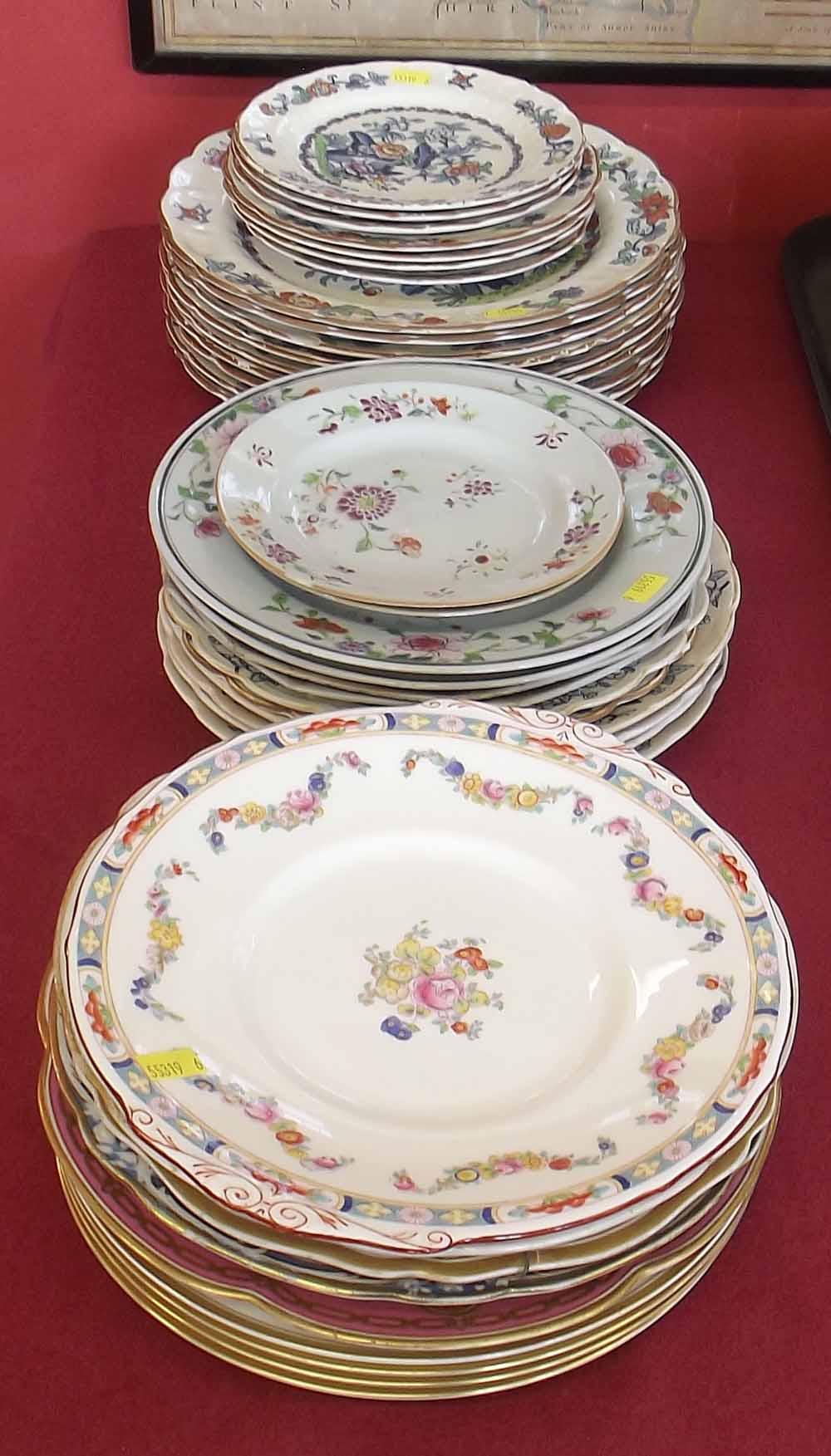 Chinese export porcelain plates together with a collection of 19th century and later English plates.