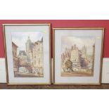 Two framed continental school 19th century watercolour paintings (2). Condition report: see terms