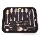 Collection of silver spoons, forks and souvenir items. Condition report: see terms and conditions