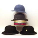 Straw boater; 3 bowler hats; felt hat Condition report: see terms and conditions