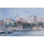 Ivan Taylor (1946-), "Tenby Harbour, St. Mary's Church", signed, titled on artist's label verso,