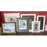 Collection of spy prints and five other framed pictures Condition report: see terms and conditions