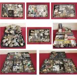 Large collection of fossils, gem stones, rocks with geology identification cards corresponding to