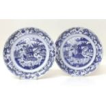 Pair of Blue + White Chinese export plates Condition report: see terms and conditions