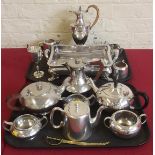 Mixed lot of electro-plate and pewter tea ware Condition report: see terms and conditions