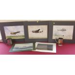 J.K. Fletcher three R.A.F. aircraft study watercolours, also another by Stephen Plant and a