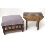 Edwardian stool and stool with sunflower pure gold advertisment to top Condition report: see terms