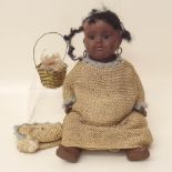 19th century plaster black doll Condition report: see terms and conditions