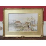 Horace Hammond, Rural Scene with Cottage & Sheep, watercolour. Condition report: see terms and