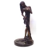 Patinated figure of a young woman on marble base Condition report: see terms and conditions