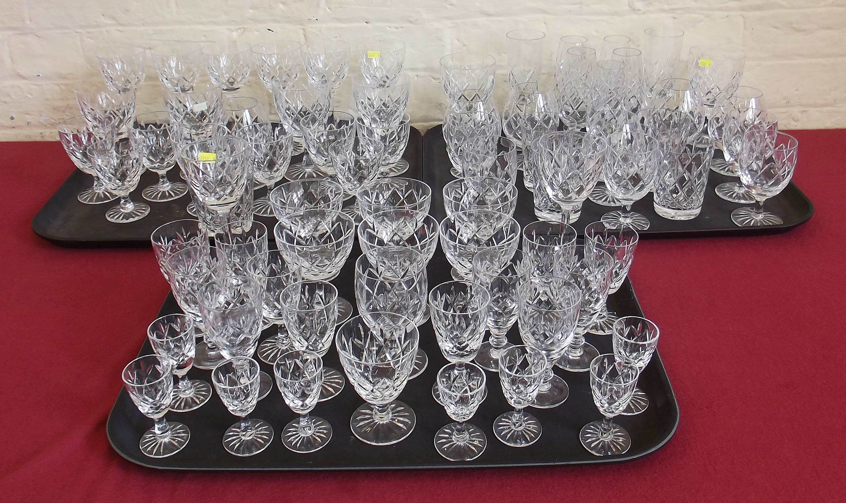 Collection of cut glass, most matching, sets of six retailed by Royal Doulton Condition report: