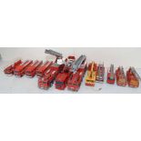 Matchbox snorkel K39 fire engine, three Corgi Volvo fire trucks, two Simon Snorkel trucks, five